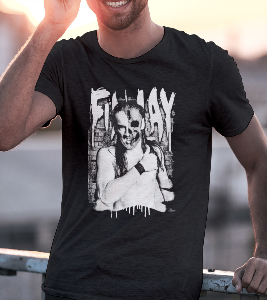 Skull Face Finlay Grunge Style Brick Wall Background T-Shirt