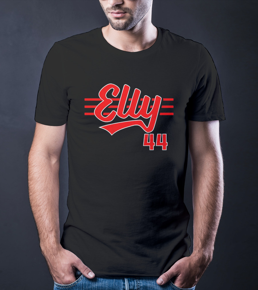 Elly De La Cruz 44 Cincinnati Script Red Stripes T-Shirt