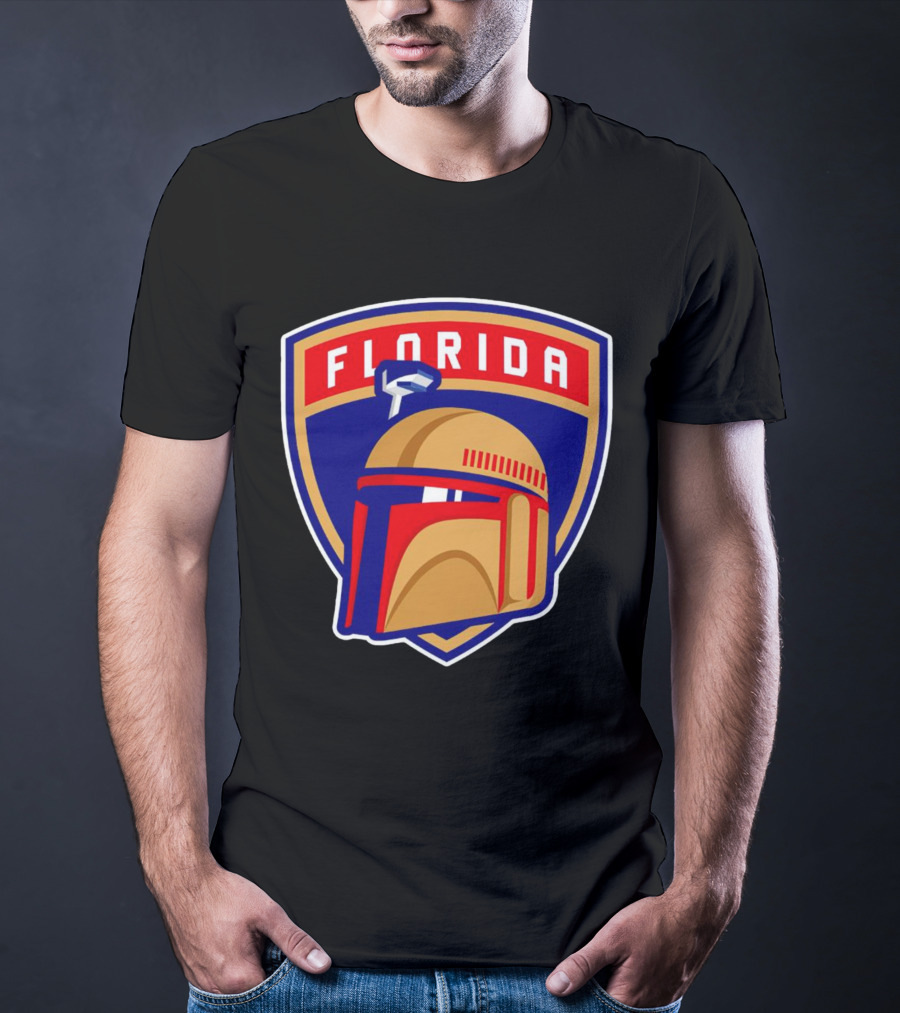 Florida Panthers Boba Fett Helmet Star Wars Collaboration T-Shirt