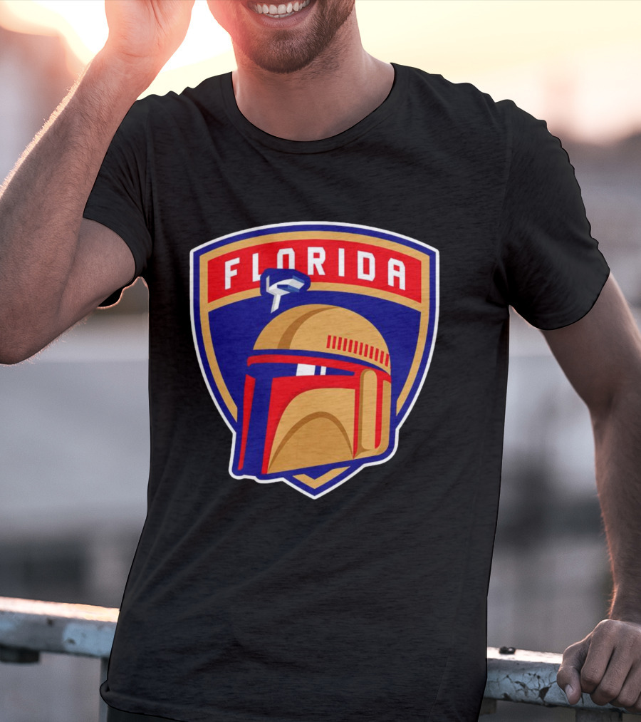 Florida Panthers Boba Fett Helmet Star Wars Collaboration T-Shirt