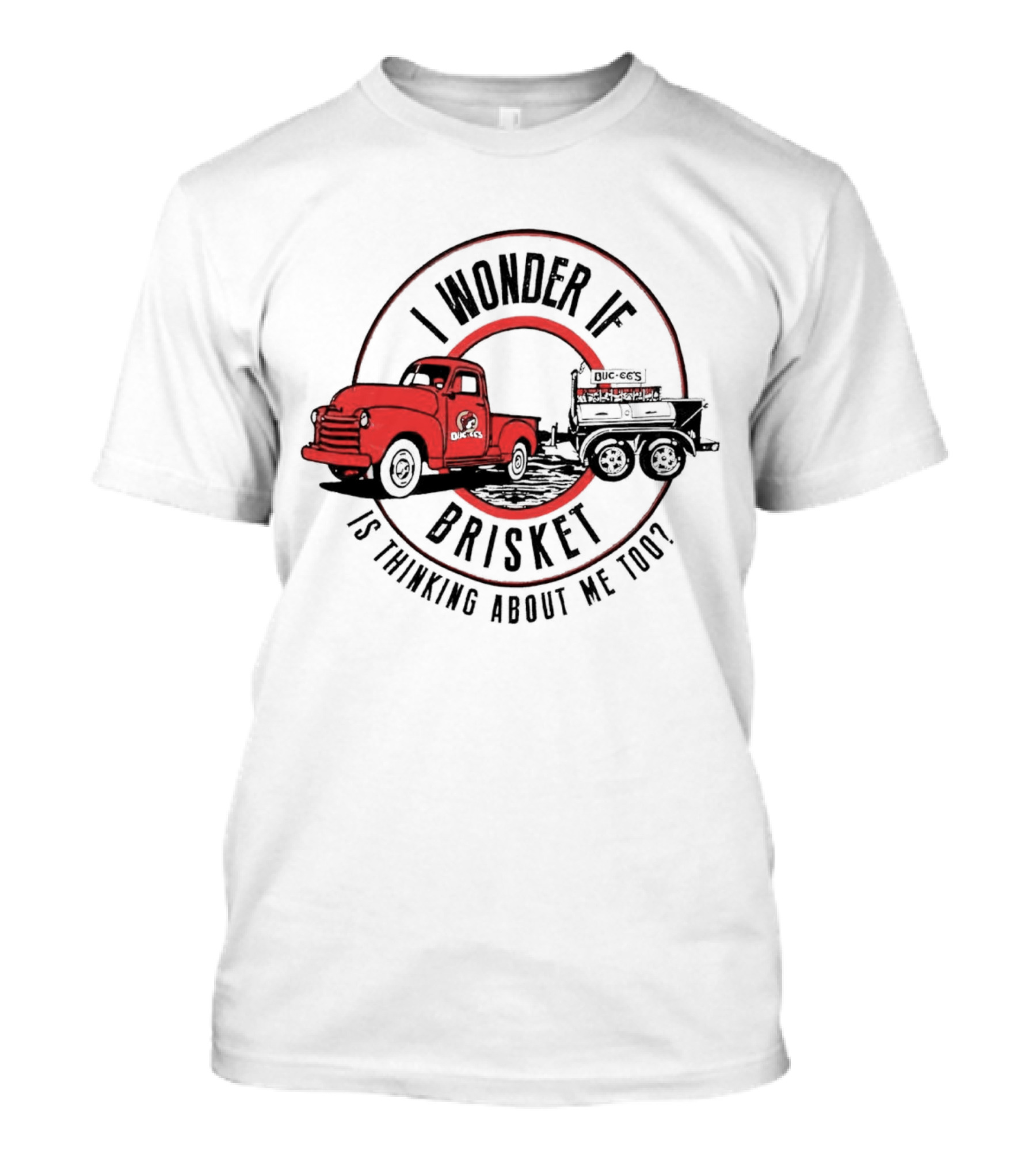 I Wonder If Brisket Is Thinking About Me Too Vintage Truck BBQ T-Shirt