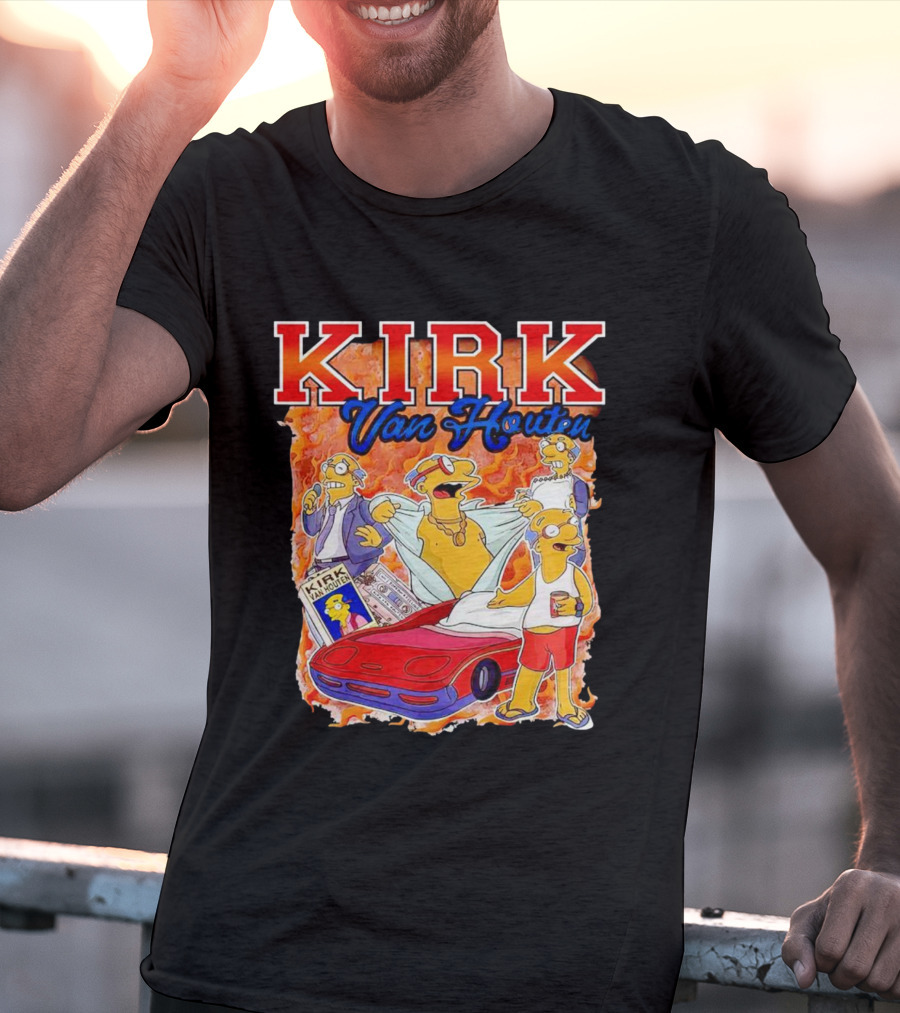 Kirk Van Houten Vintage Comic Car Flames Drink T-Shirt