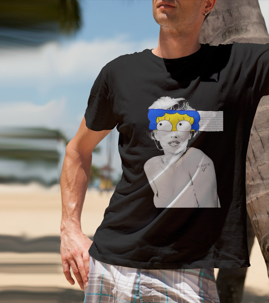Marylin Monroe And Marge Simpson Crossover With Homer Tattoo T-Shirt