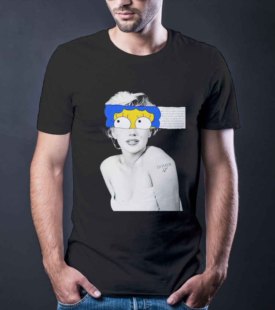Marylin Monroe And Marge Simpson Crossover With Homer Tattoo T-Shirt