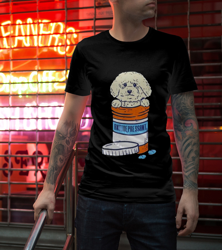 Bichons Frises Antidepressant Dog In Pill Bottle T-Shirt