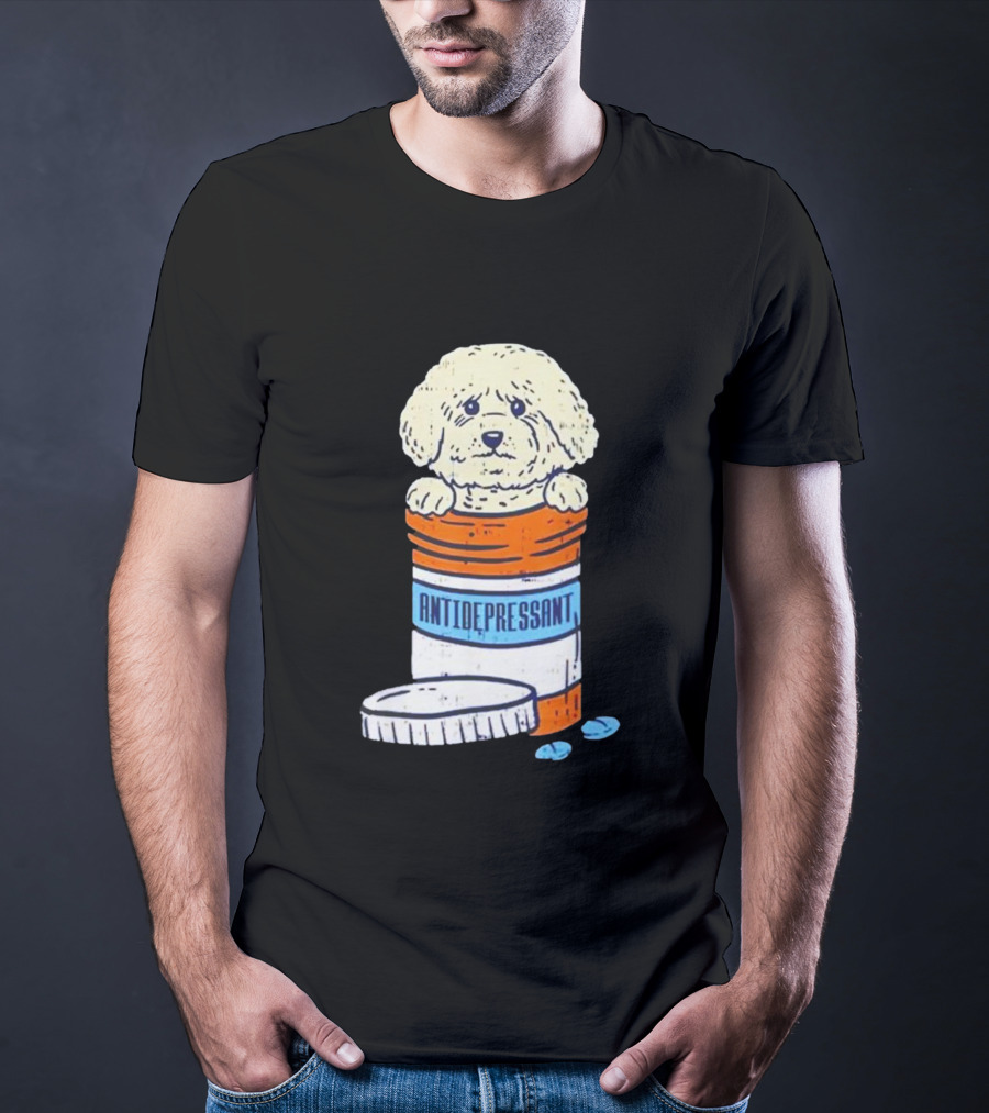 Bichons Frises Antidepressant Dog In Pill Bottle T-Shirt