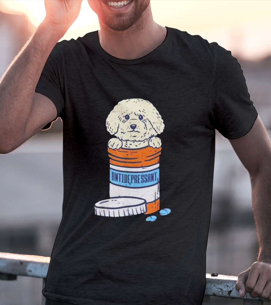 Bichons Frises Antidepressant Dog In Pill Bottle T-Shirt