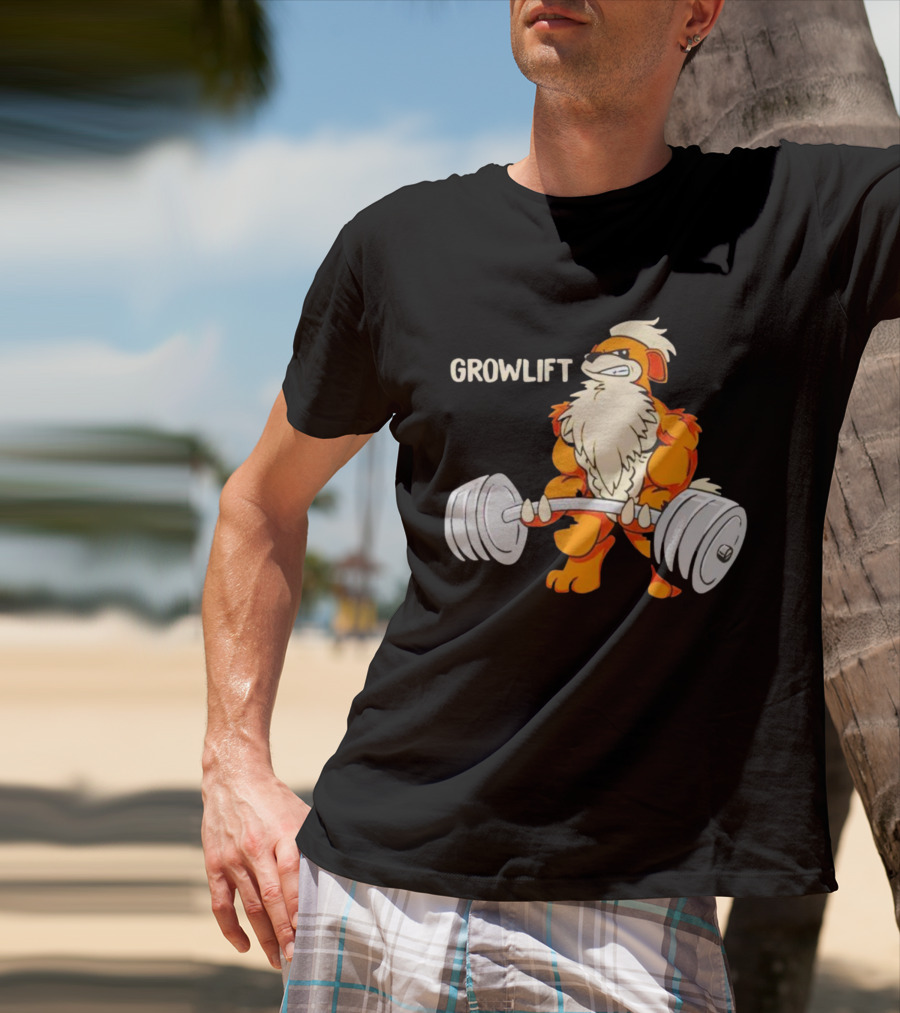 Growlift Lifting Barbell Cartoon Monster T-Shirt
