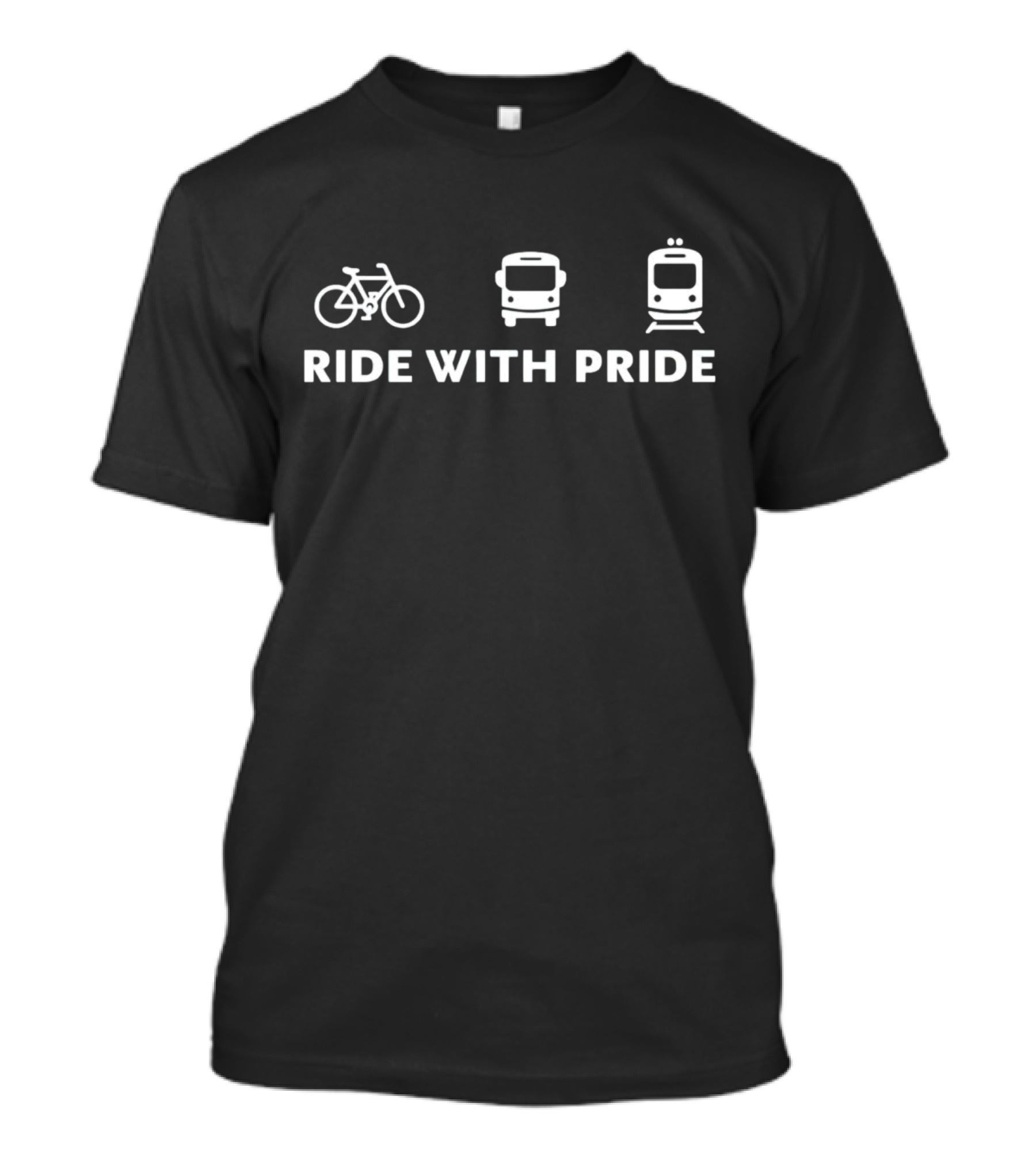 Ride With Pride Bicycle Bus Train Icons T-Shirt