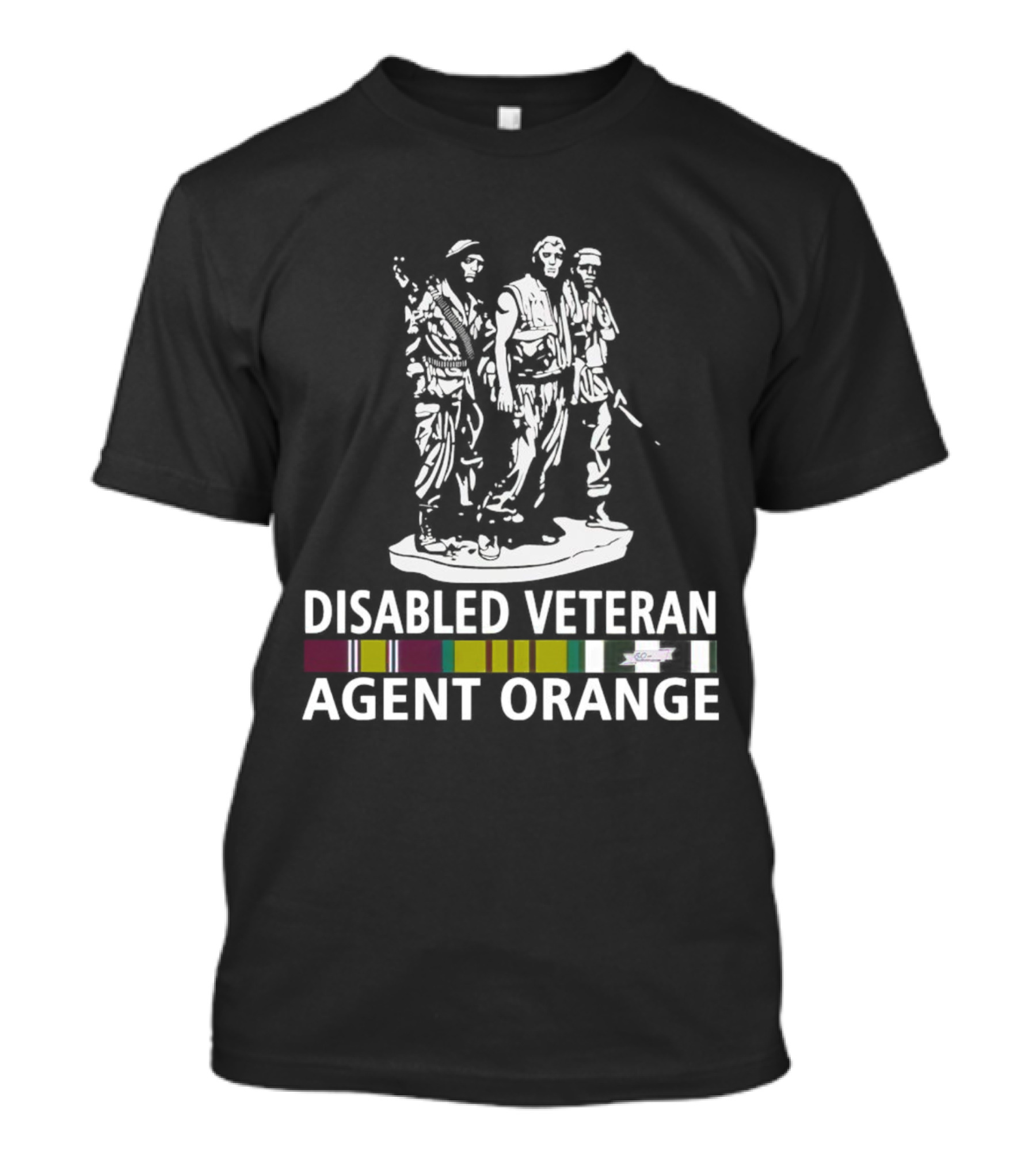 DISABLED VETERAN AGENT ORANGE MILITARY STATUE RIBBONS T-Shirt