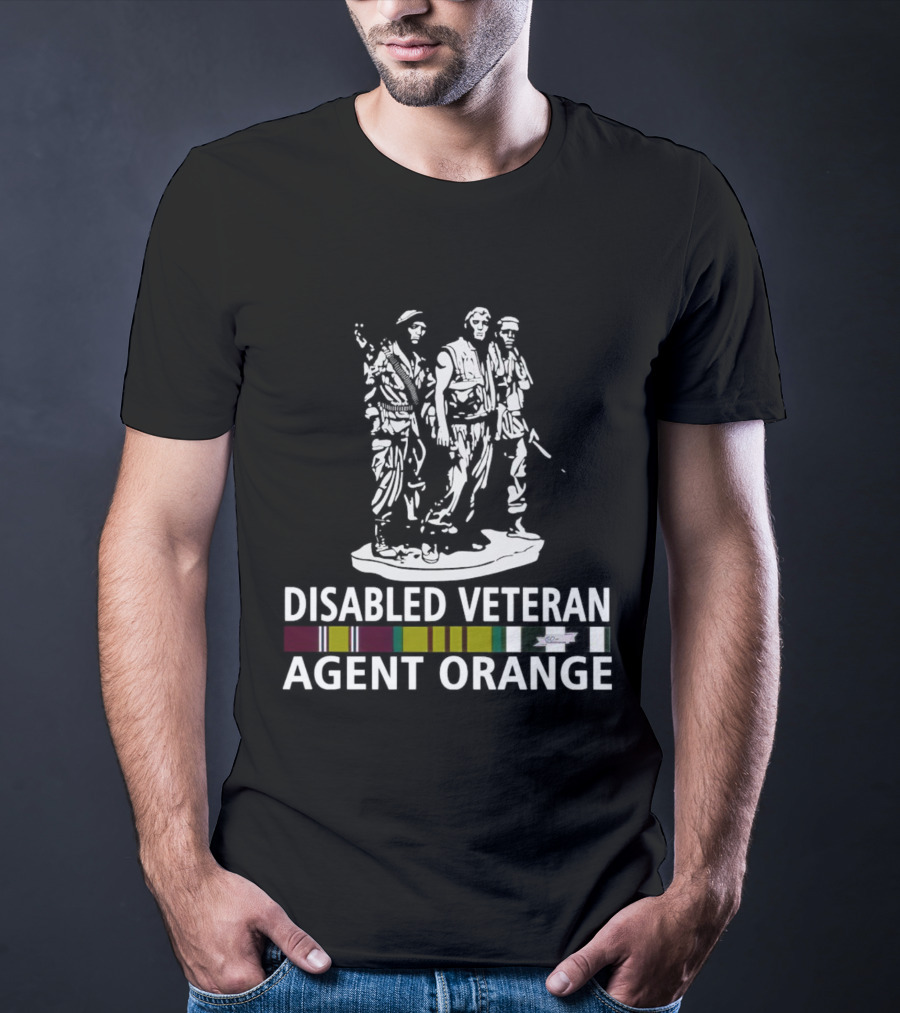 DISABLED VETERAN AGENT ORANGE MILITARY STATUE RIBBONS T-Shirt