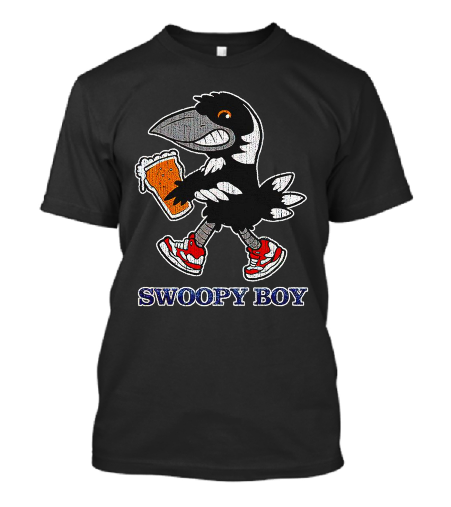 Swoopy Boy Crow With Beer And Sneakers T-Shirt