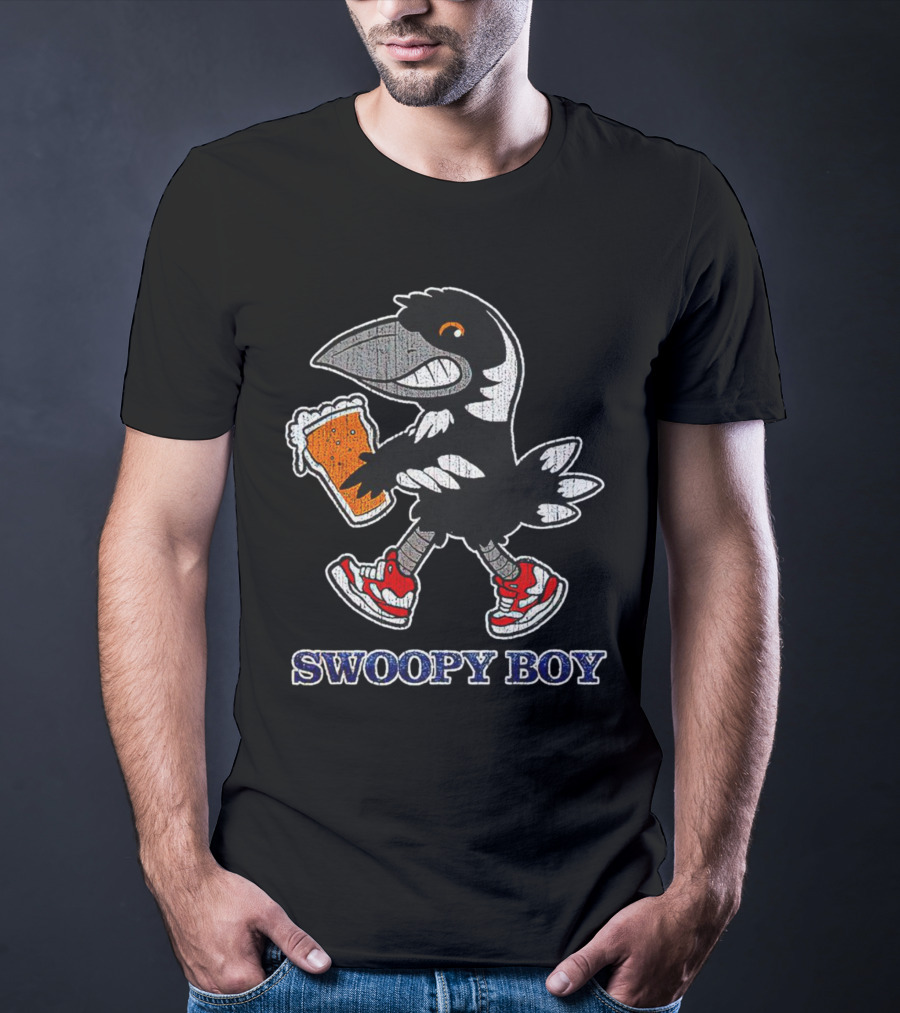 Swoopy Boy Crow With Beer And Sneakers T-Shirt