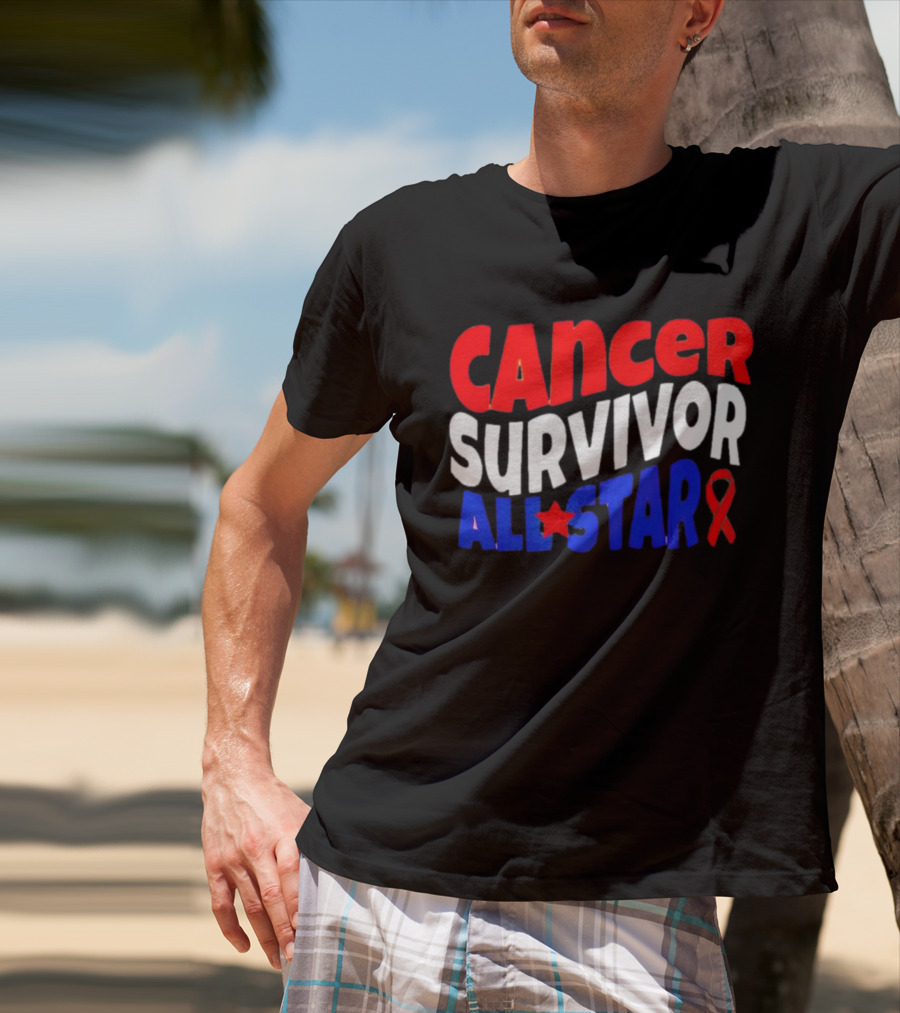 CANCER SURVIVOR ALL STAR RED WHITE BLUE T-Shirt