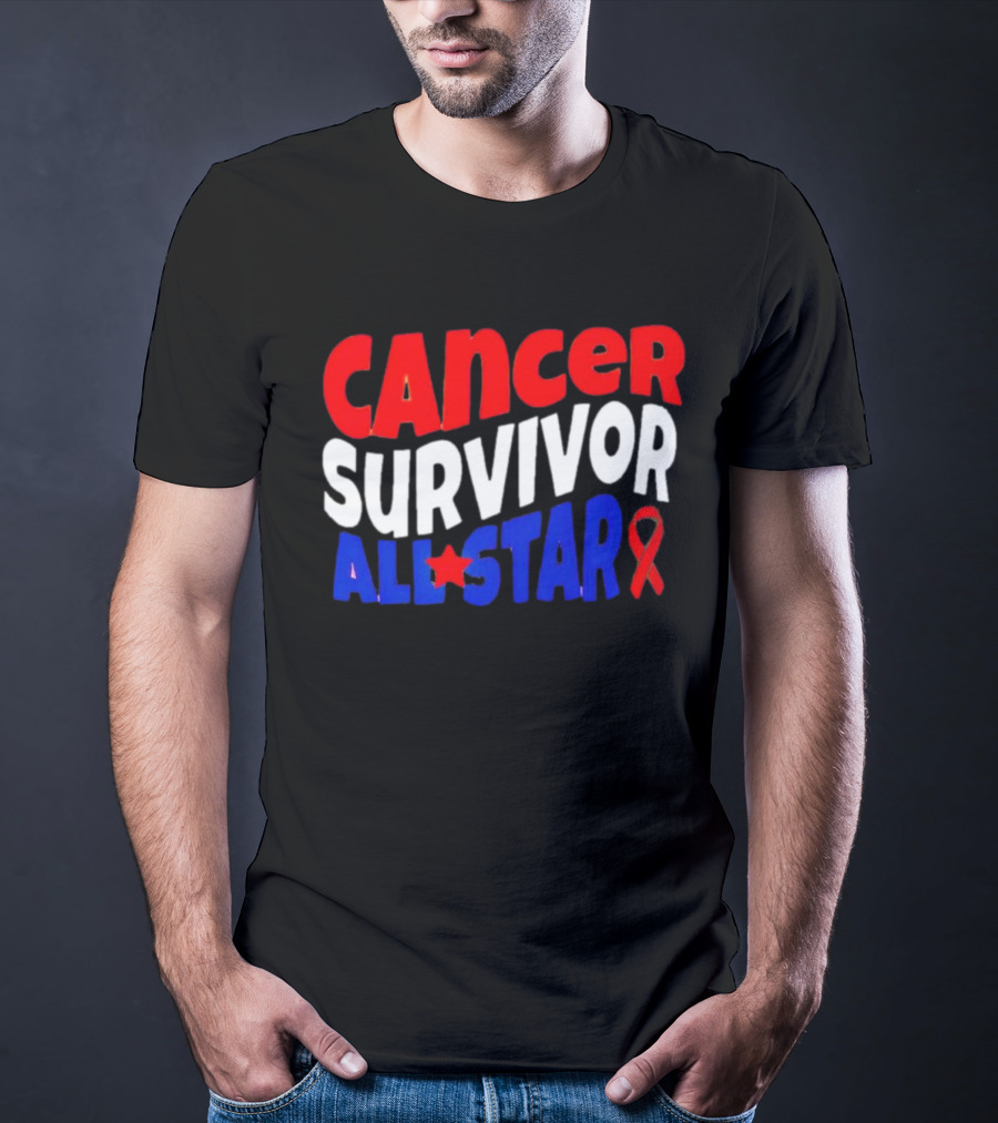 CANCER SURVIVOR ALL STAR RED WHITE BLUE T-Shirt