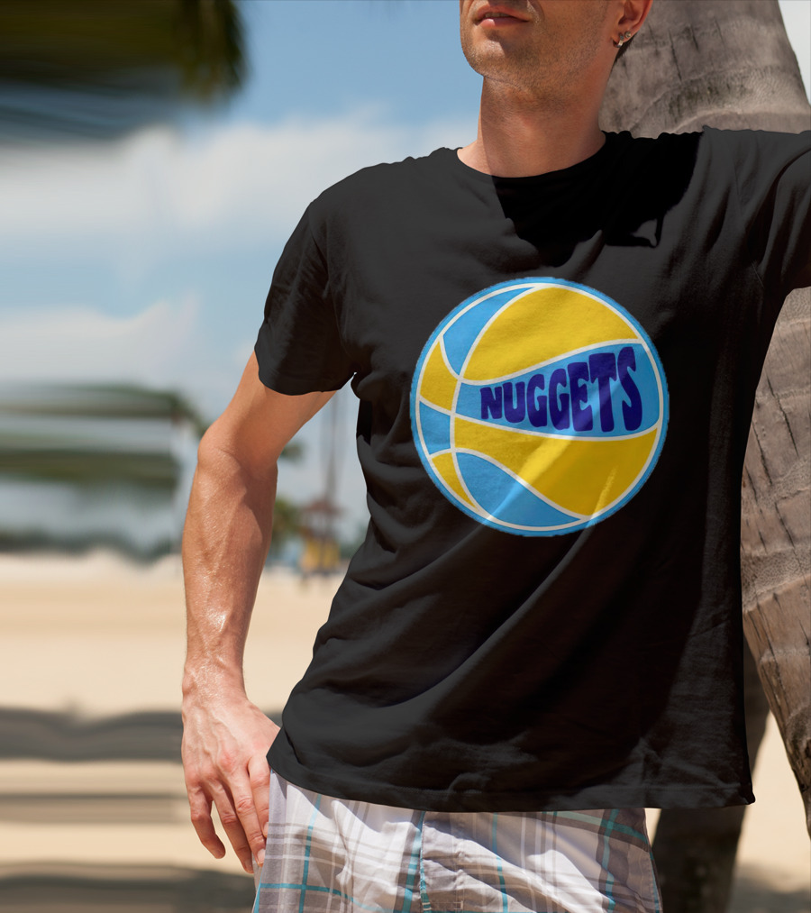 Nuggets Retro Blue And Yellow Basketball T-Shirt