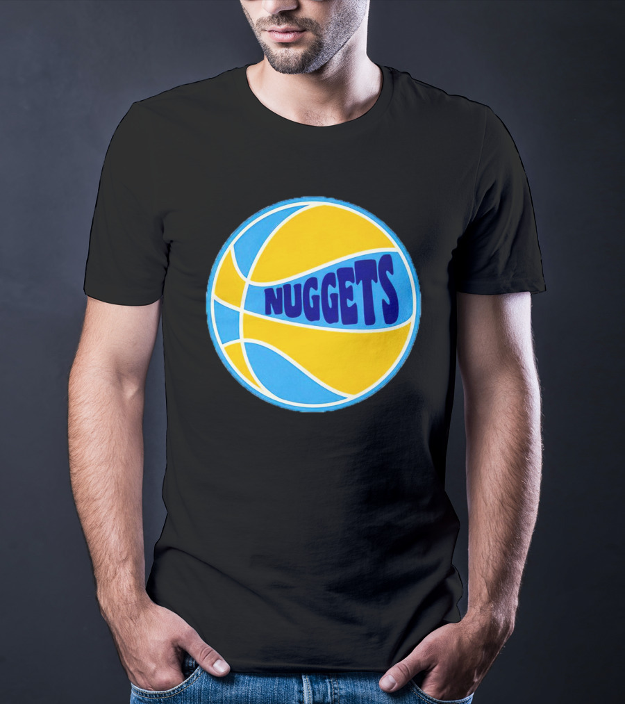 Nuggets Retro Blue And Yellow Basketball T-Shirt