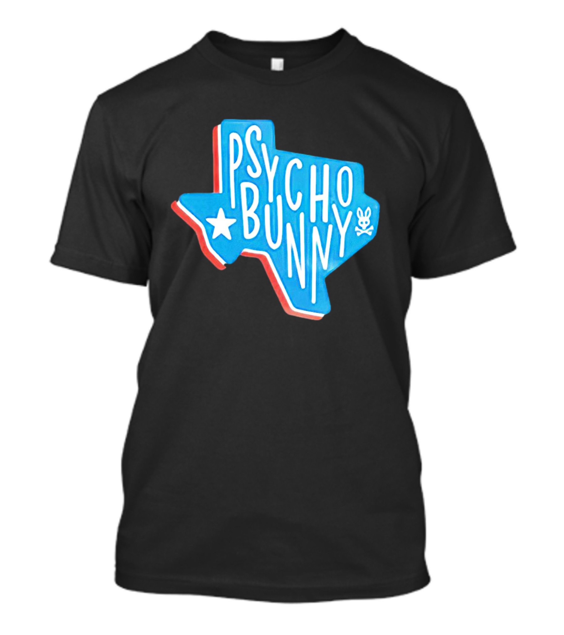 Psycho Bunny Texas State Blue Red Star Skull T-Shirt