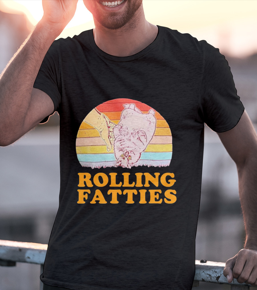 Cat Rolling Fatties Retro Vibes T-Shirt