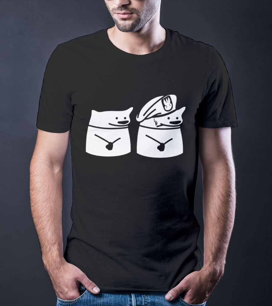 Fella Sock Whimsical Character Duo With Captain Hat T-Shirt