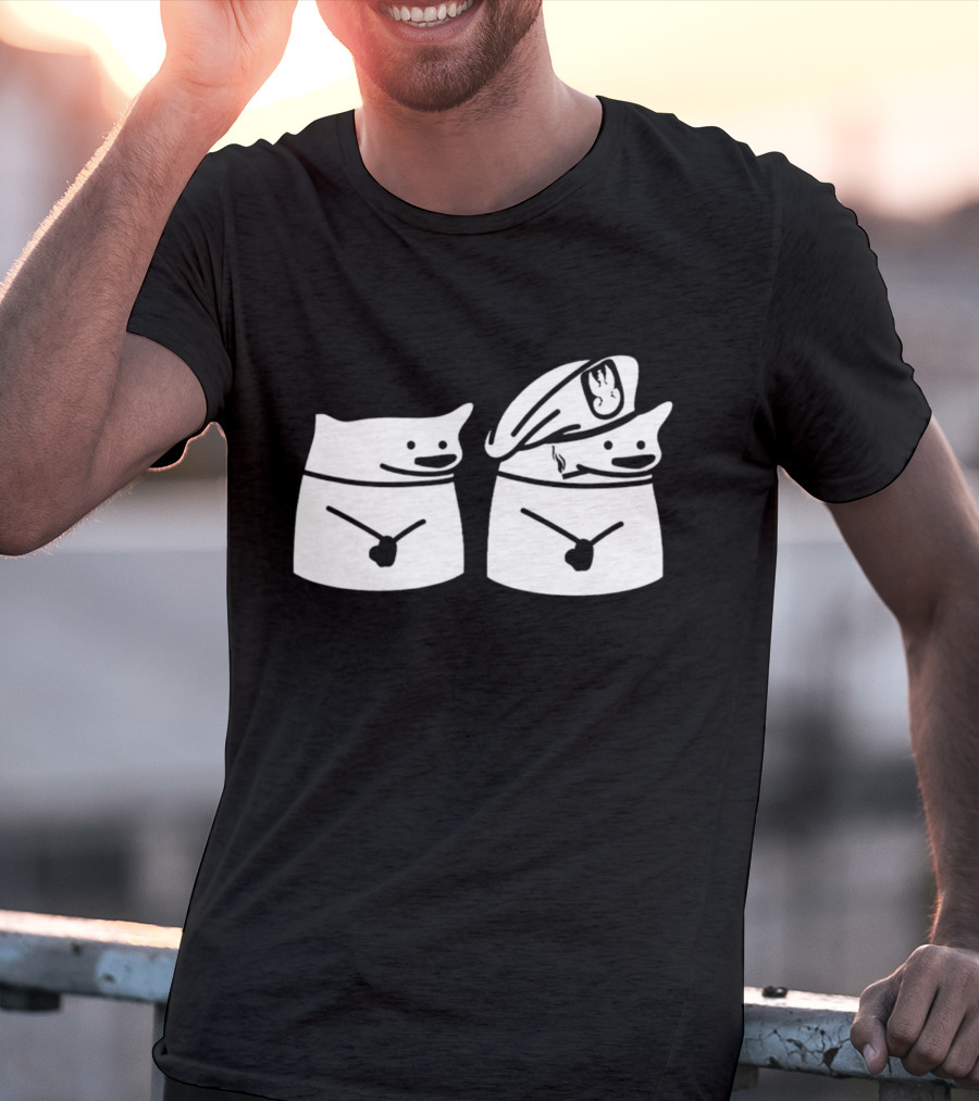 Fella Sock Whimsical Character Duo With Captain Hat T-Shirt