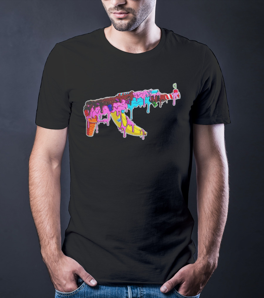 Ice Cream AK-47 Dripping Treats Colorful T-Shirt