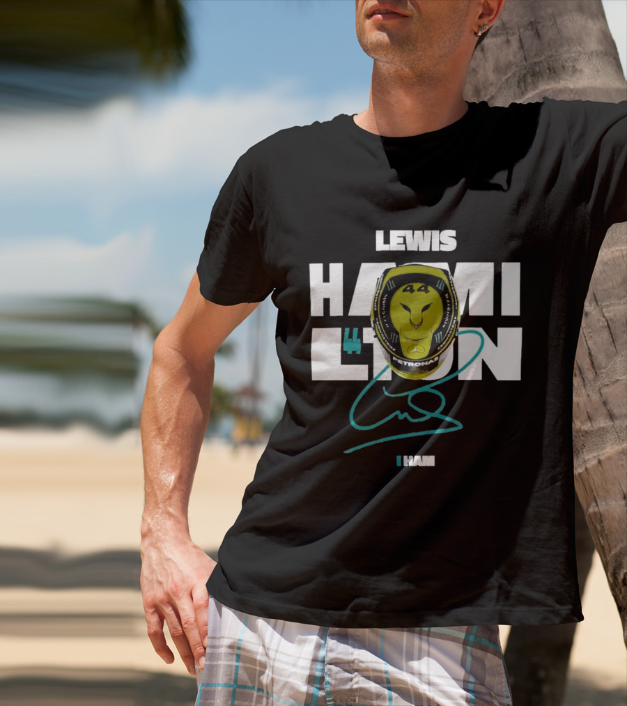 Lewis Hamilton 44 Monster Petronas Helmet Ham Signature T-Shirt