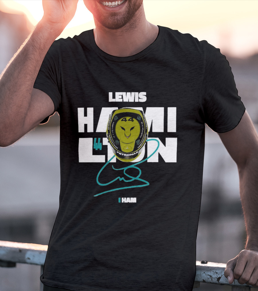 Lewis Hamilton 44 Monster Petronas Helmet Ham Signature T-Shirt