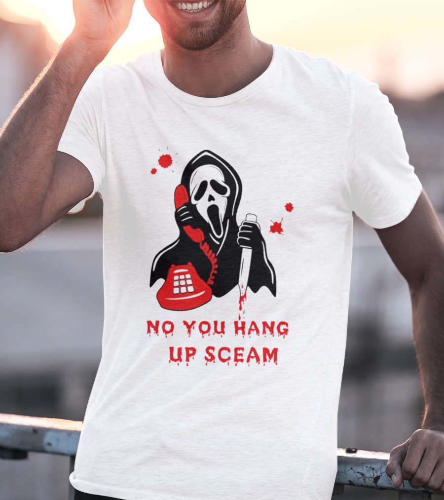 No You Hang Up Sceam Ghost Mask Red Phone Knife T-Shirt