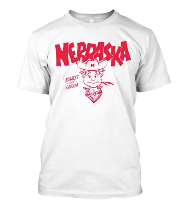 Nebraska Scarlet And Cream Herbie Husker Character T-Shirt