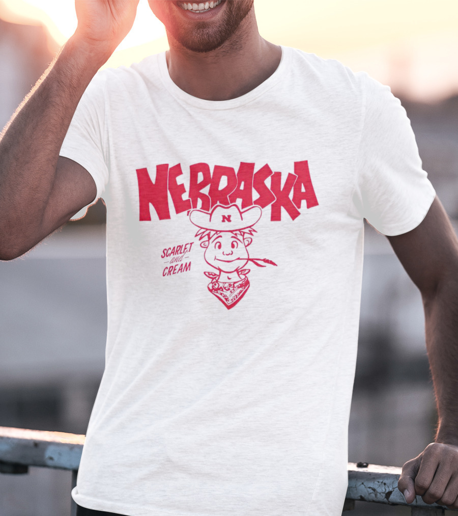 Nebraska Scarlet And Cream Herbie Husker Character T-Shirt