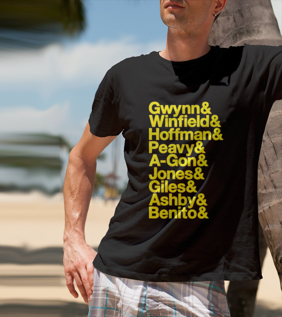 San Diego Baseball Gwynn Winfield Hoffman Peavy A-Gon Jones Giles Ashby Benito T-Shirt