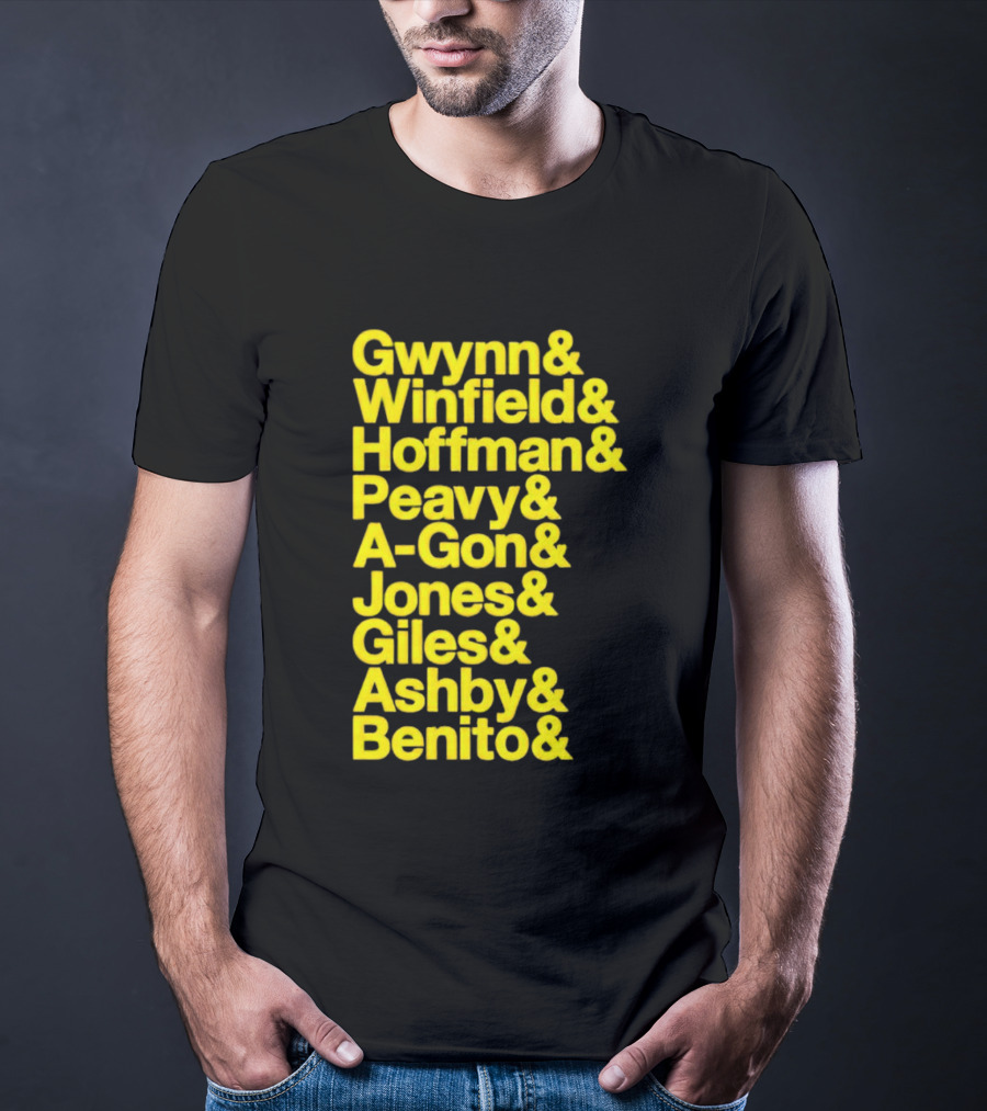 San Diego Baseball Gwynn Winfield Hoffman Peavy A-Gon Jones Giles Ashby Benito T-Shirt