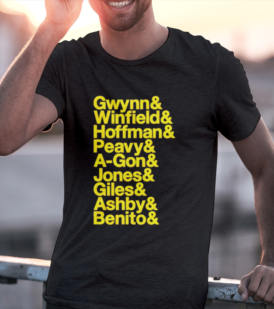 San Diego Baseball Gwynn Winfield Hoffman Peavy A-Gon Jones Giles Ashby Benito T-Shirt