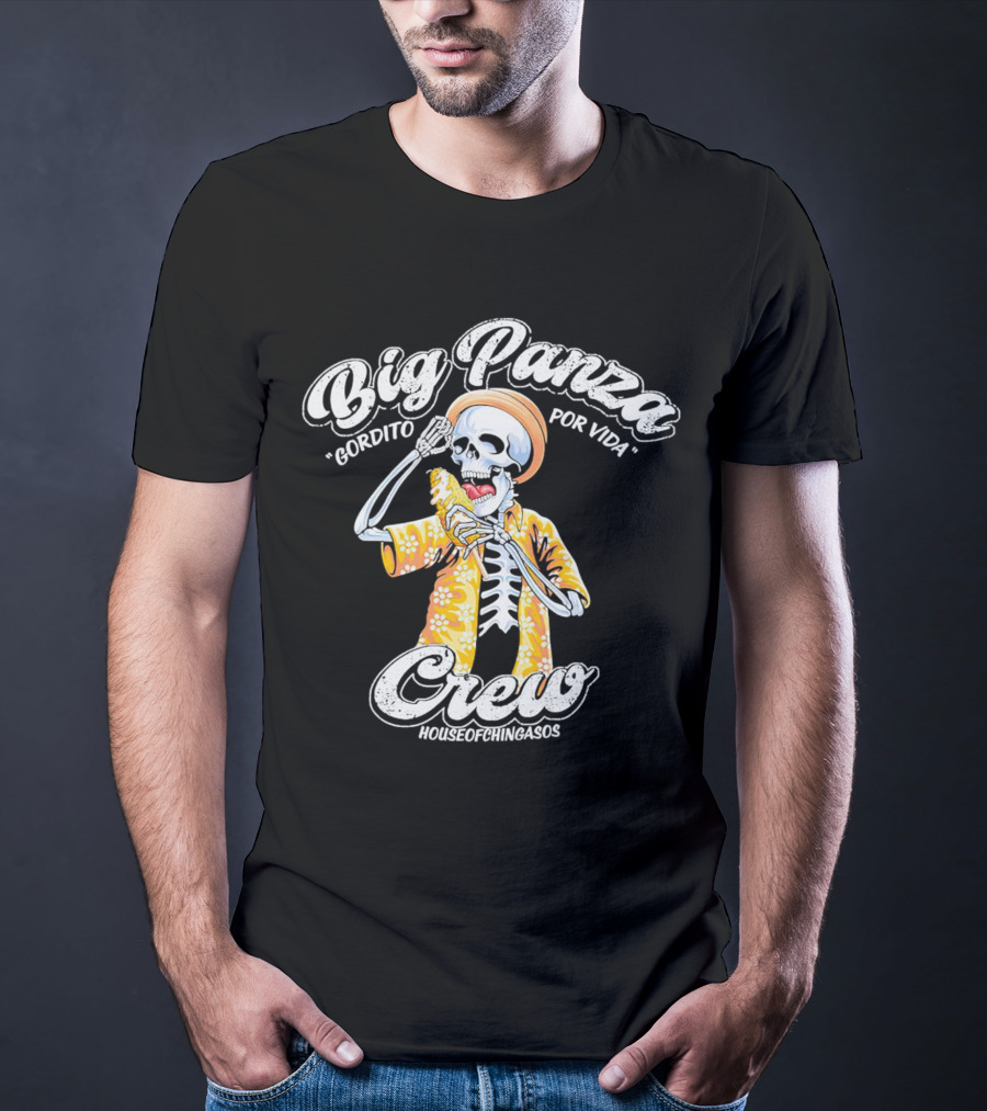 Big Panza Crew Gordito Por Vida House Of Chingasos Skeleton In Hawaiian T-Shirt
