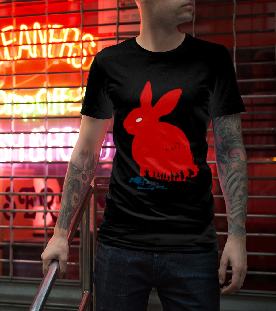 Death Awaits Red Rabbit Skull T-Shirt