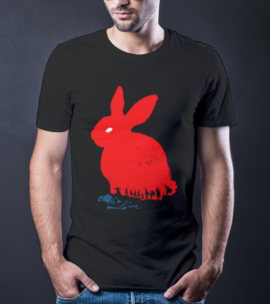 Death Awaits Red Rabbit Skull T-Shirt