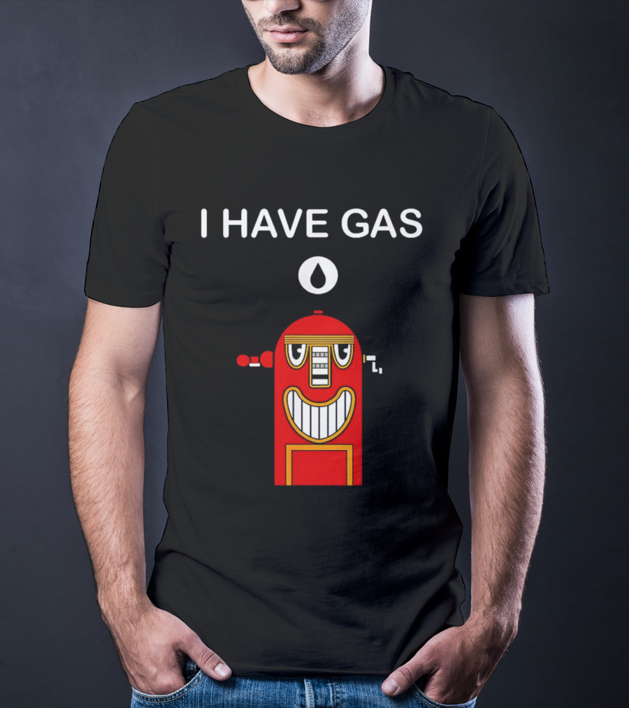 I Have Gas Nerd Geek Smiling Red Gas Pump T-Shirt