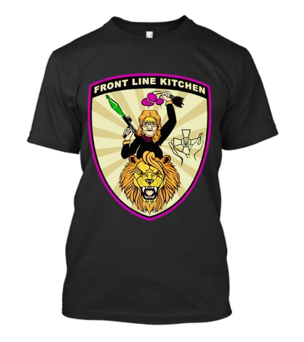 Front Line Kitchen Warrior With Viking Helmet And Lion Emblem T-Shirt