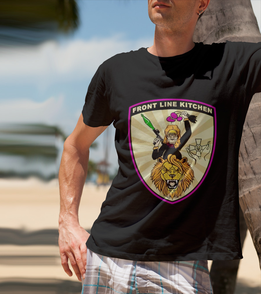 Front Line Kitchen Warrior With Viking Helmet And Lion Emblem T-Shirt