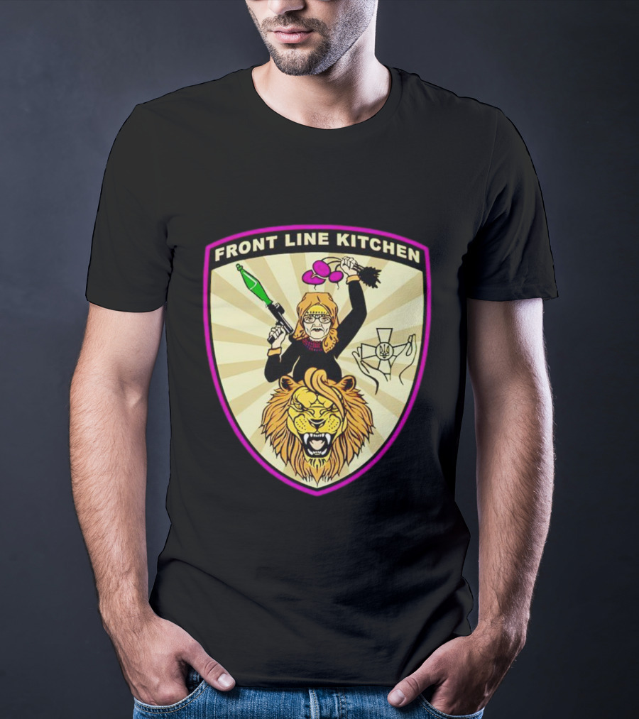Front Line Kitchen Warrior With Viking Helmet And Lion Emblem T-Shirt