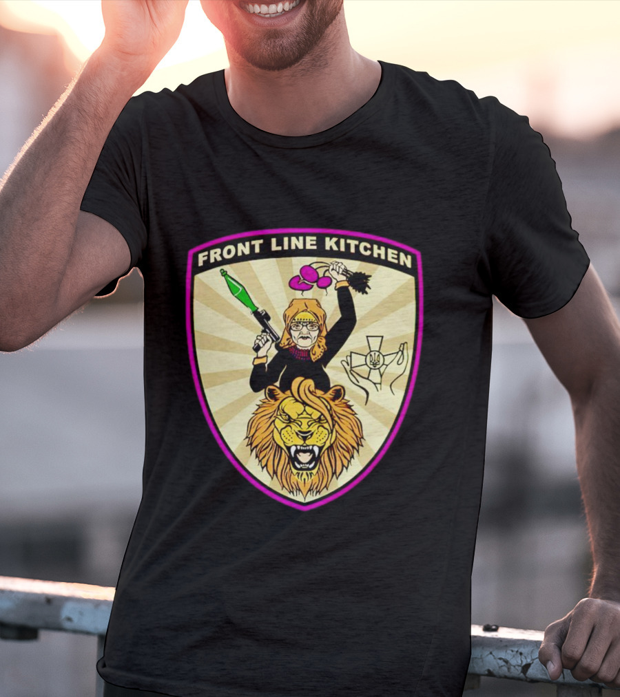 Front Line Kitchen Warrior With Viking Helmet And Lion Emblem T-Shirt
