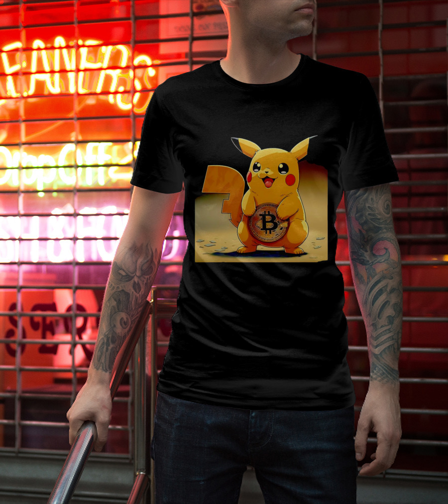 Pikacoin Bitcoin Pikachu Holding Cryptocurrency Coin T-Shirt