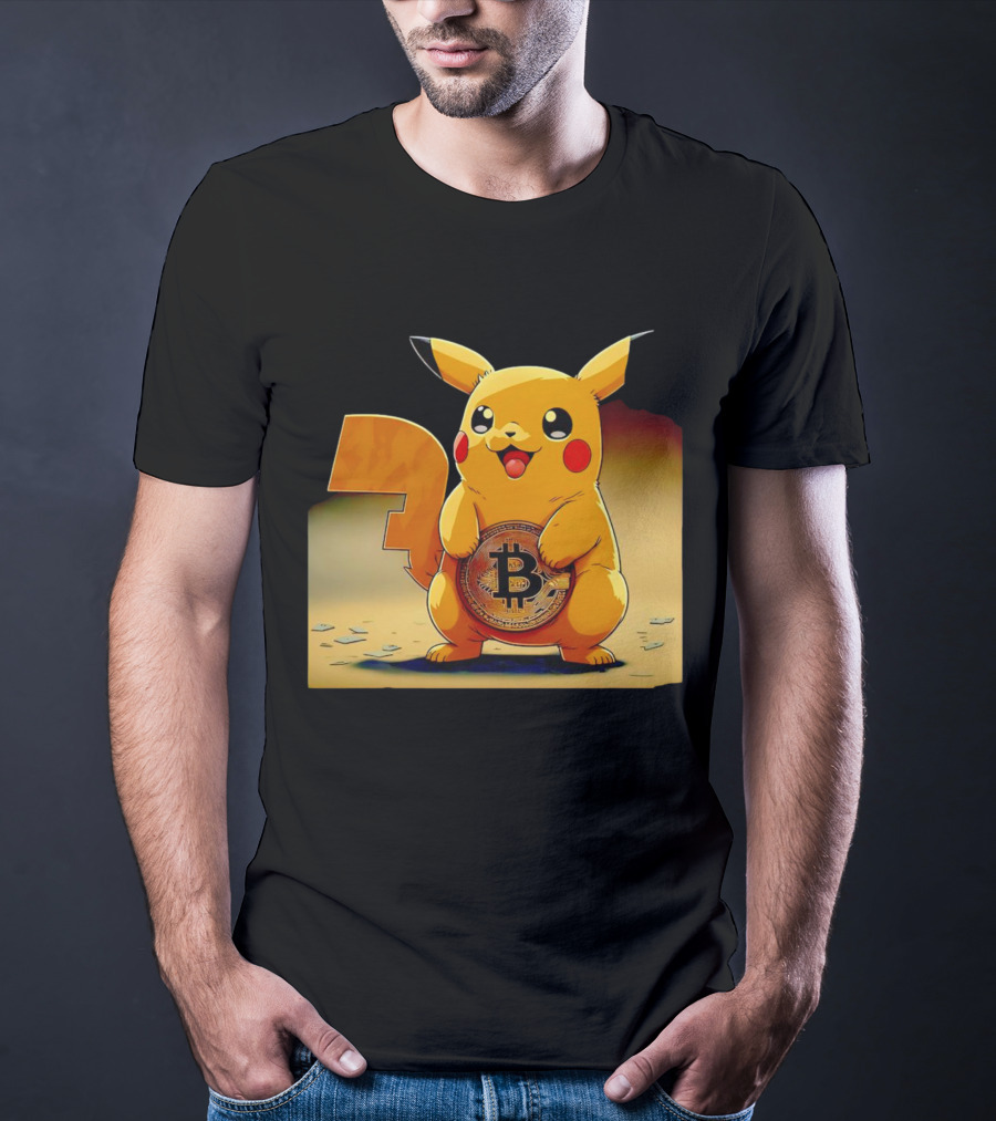 Pikacoin Bitcoin Pikachu Holding Cryptocurrency Coin T-Shirt