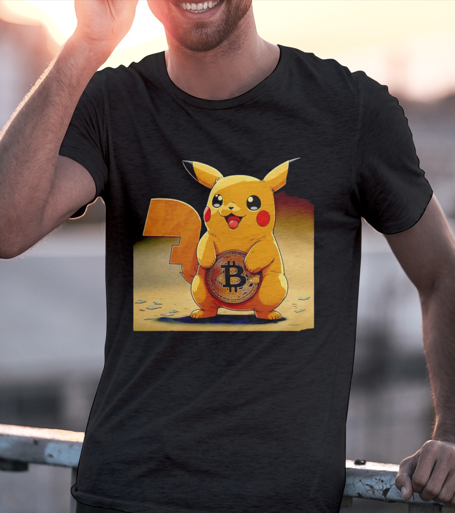 Pikacoin Bitcoin Pikachu Holding Cryptocurrency Coin T-Shirt