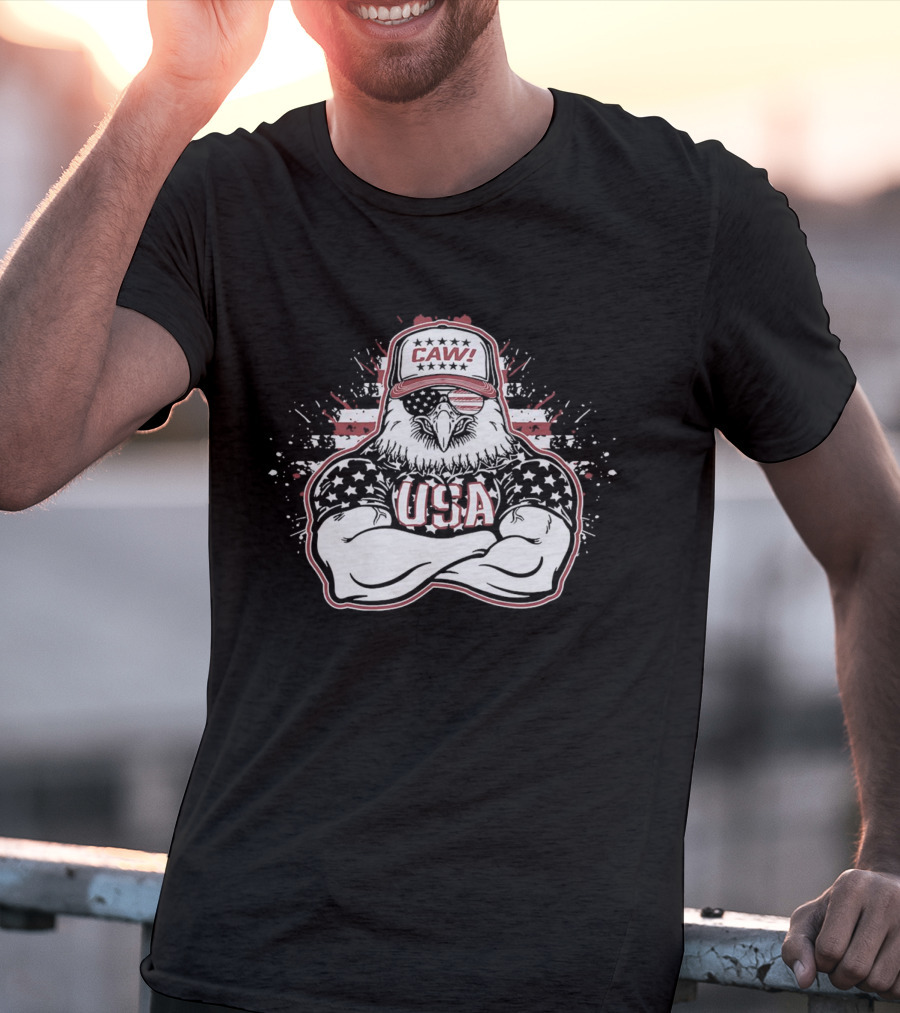 USA Caw Eagle In Patriotic Hat T-Shirt