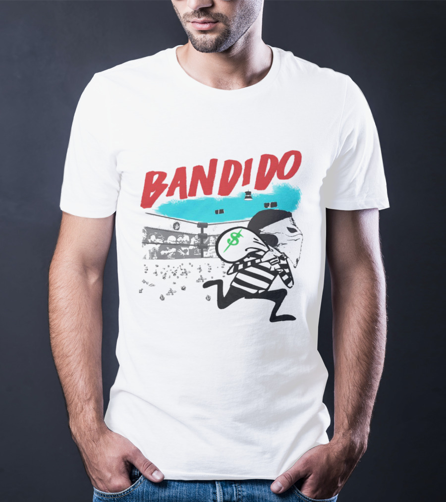 Bandido Ándale Wrestling Heist Comic Style With Luchador Ring And Money Bag T-Shirt