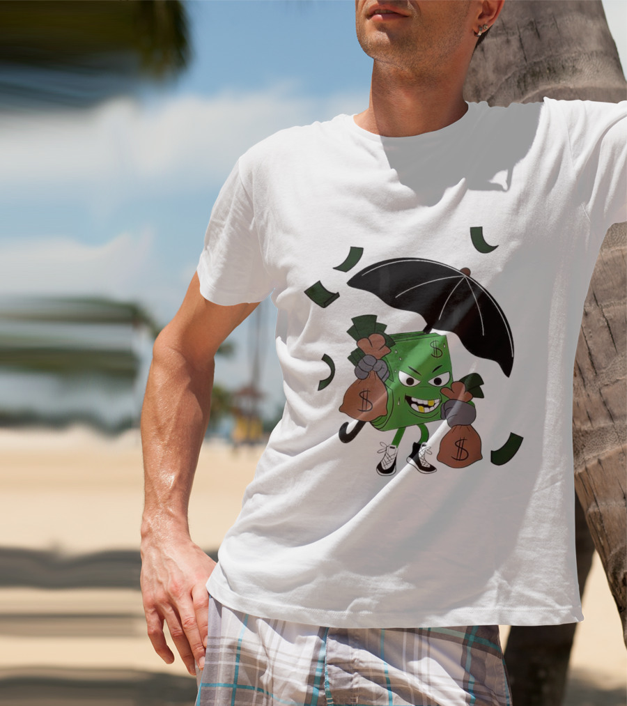 Money Man Holding Money Bags And Umbrella T-Shirt