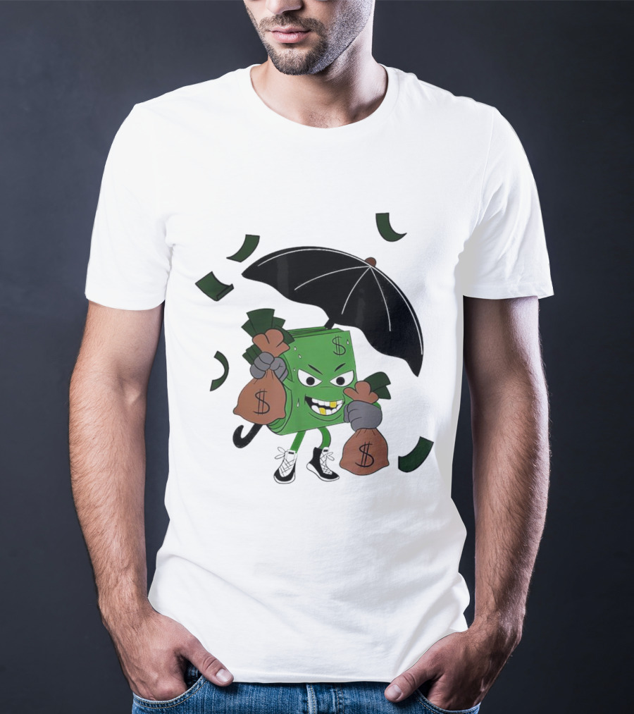 Money Man Holding Money Bags And Umbrella T-Shirt