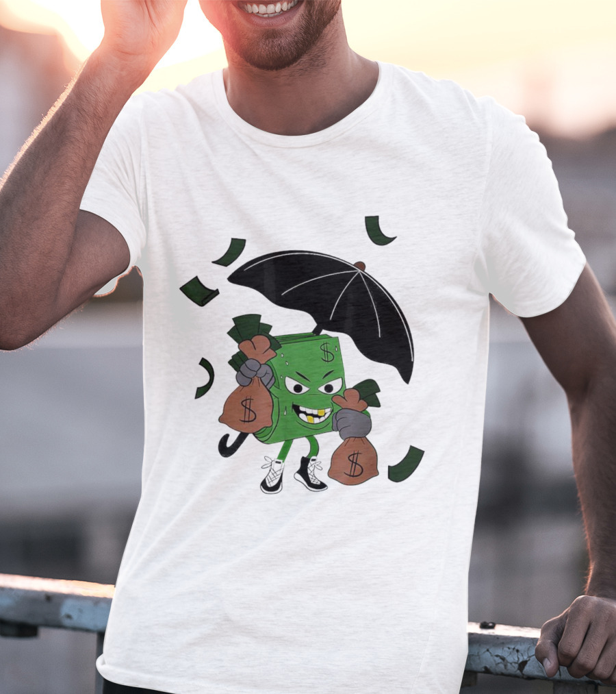 Money Man Holding Money Bags And Umbrella T-Shirt